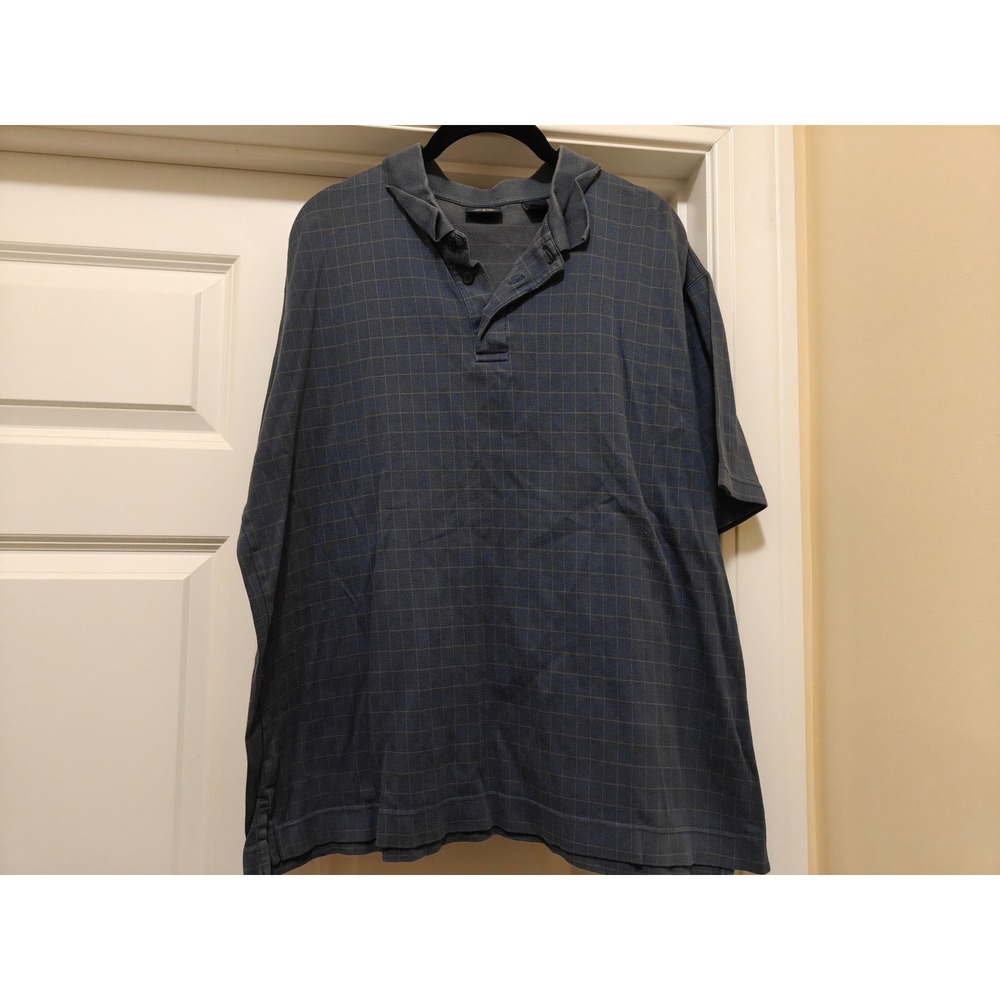 Dockers Mens XL Blue Grid Short Sleeve Cotton Polo Shirt Vintage 2001 26594-2189